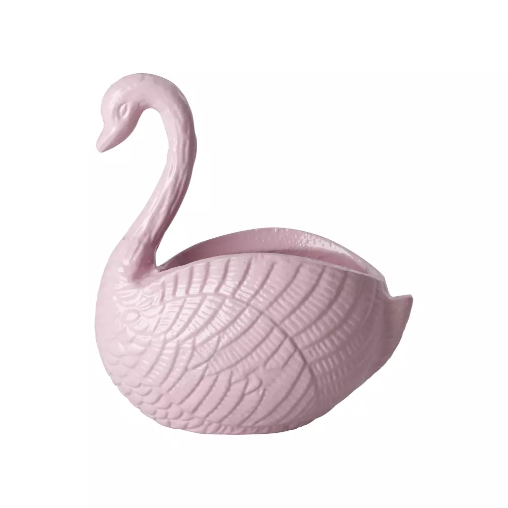 Svane Blomsterpotte I Metall Rosa L, 5708315258875, FLPOT-LSWANSI, Interiør, Blomsterpotter, Rice, Metal Flowerpot in Swan Shape - Pink - Large