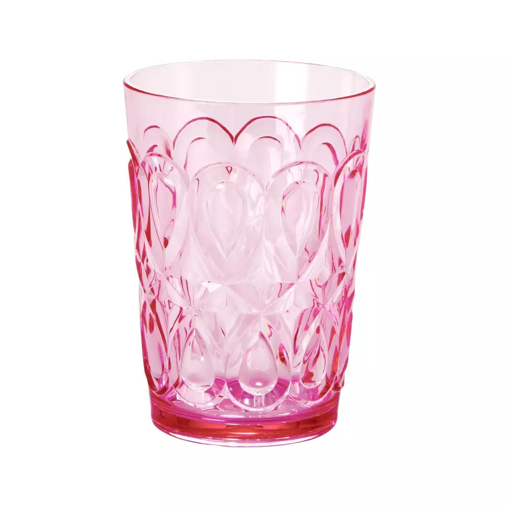 Glass Akryl Rosa, 5708315104042, HSGLC-SWI, Kjøkken, Glass, Rice, Acrylic Tumbler in Pink with Swirly Embossed Detail - 500 ml