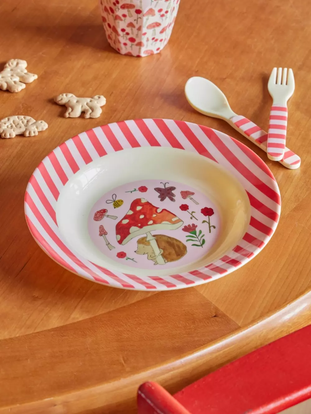 Melaminbolle Barn Pink Happy Forest, 5708315257274, KIBOW-HAFOI, Kjøkken, Barn, Rice, Melamine Kids Bowl with Pink Happy Forest Print - 250 ml