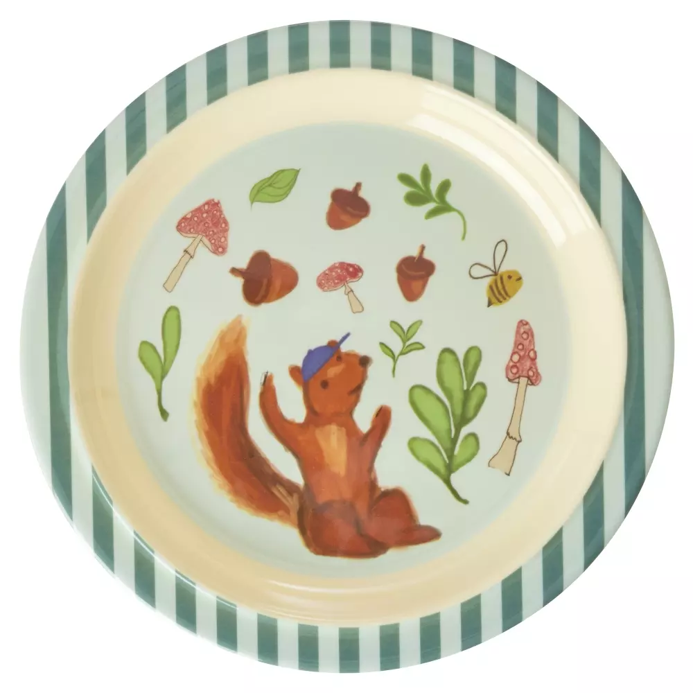 Melaminasjett Barn Blue Happy Forest, 5708315257328, KILPL-HAFOB, Kjøkken, Barn, Rice, Melamine Kids Lunch Plate with Blue Happy Forest Print