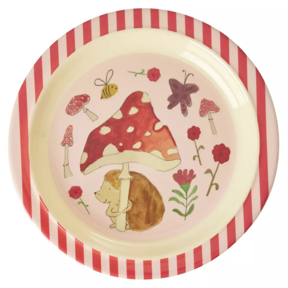 Melaminasjett Barn Pink Happy Forest, 5708315257335, KILPL-HAFOI, Kjøkken, Barn, Rice, Melamine Kids Lunch Plate with Pink Happy Forest Print