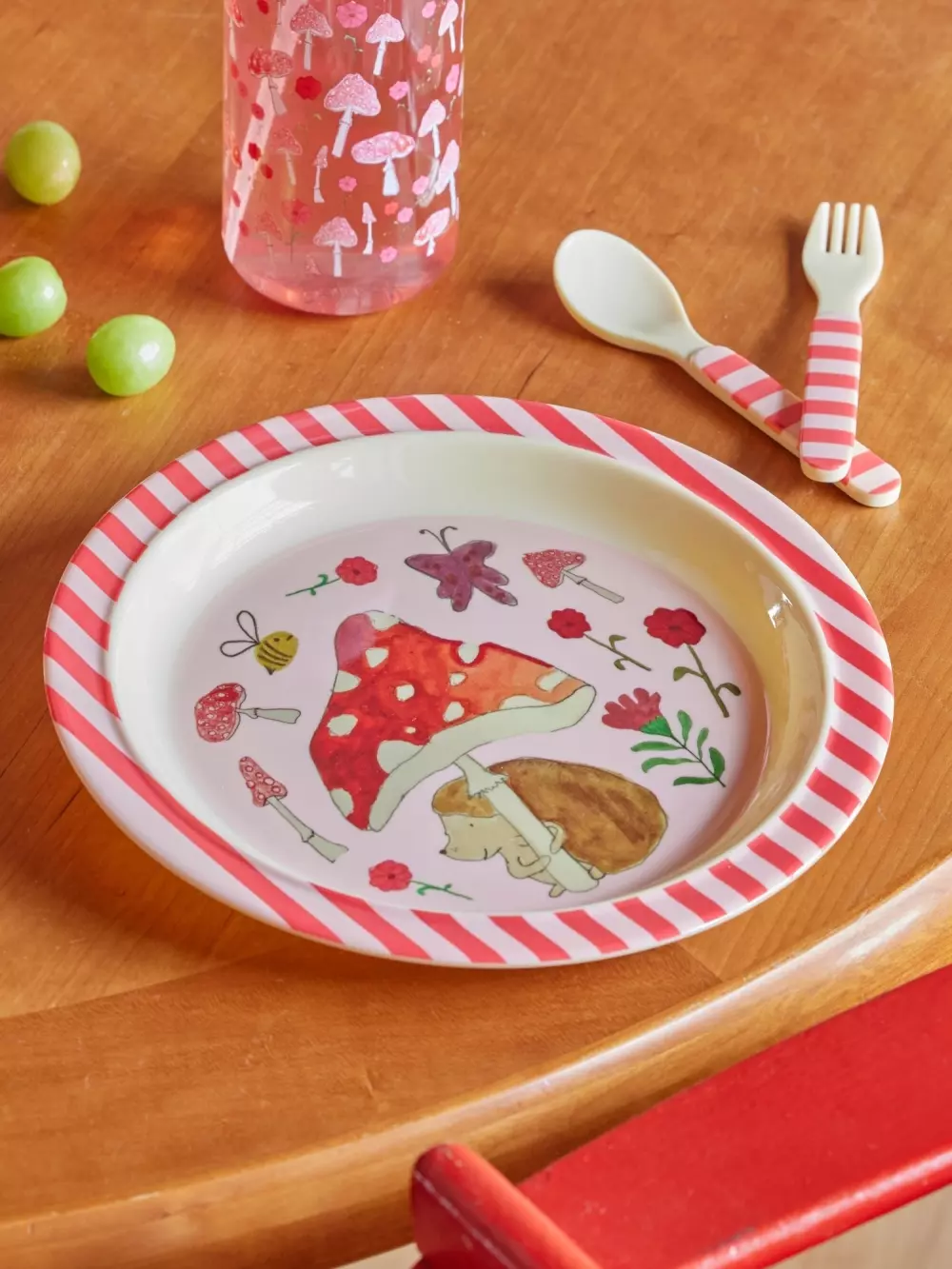 Melaminasjett Barn Pink Happy Forest, 5708315257335, KILPL-HAFOI, Kjøkken, Barn, Rice, Melamine Kids Lunch Plate with Pink Happy Forest Print