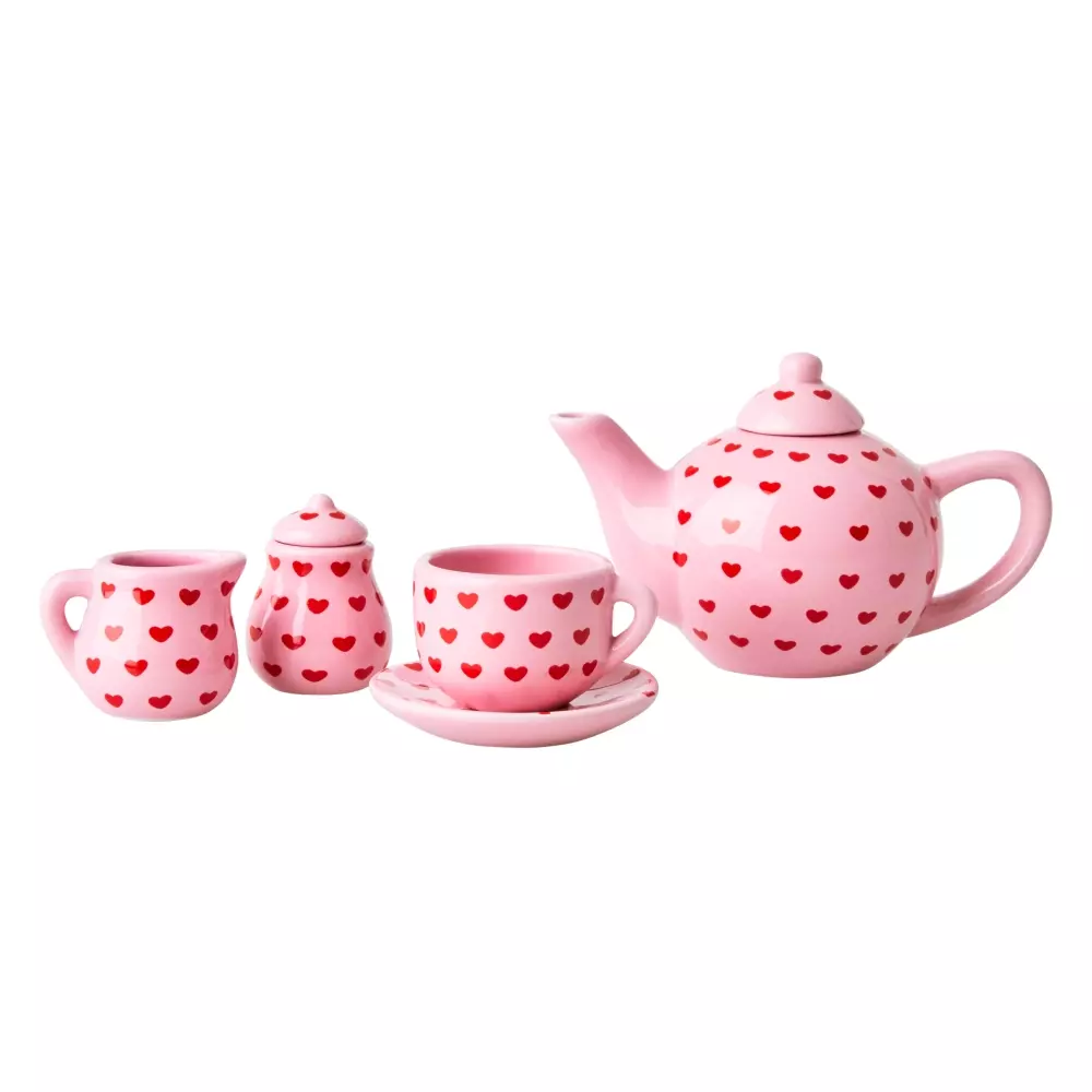 Dukke Tesett Hjerter, 5708315225419, KITEA-HEA, Interiør, Barn, Rice, Doll Porcelain Tea Set with Heart Print