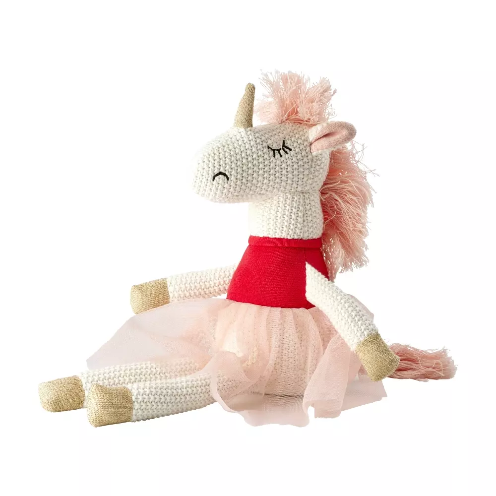 Strikket Kosedyr - Enhjøring, 5708315258653, KITOY-PTUNI, Interiør, Barn, Rice, Kids Knitted Plush Toy in Unicorn Shape