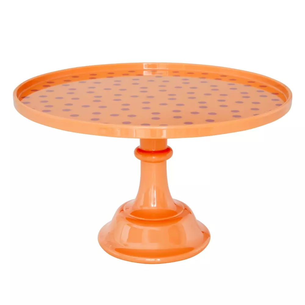 Kakefat Melamin Oransje Prikker D30, 5708315216721, MECAK-DOT, Kjøkken, Fat og Servering, Rice, Melamine Cake Stand with Dots Print