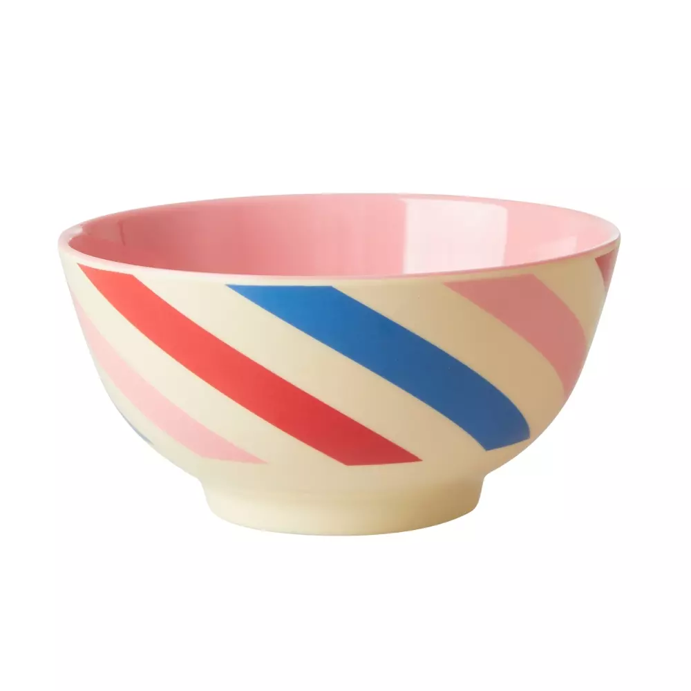 Melaminbolle Candy Stripes Medium, 5708315199826, MELBW-CAS, Kjøkken, Melamin- & Treservise, Rice, Melamine Bowl with Candy Stripes Print - Two Tone - Medium