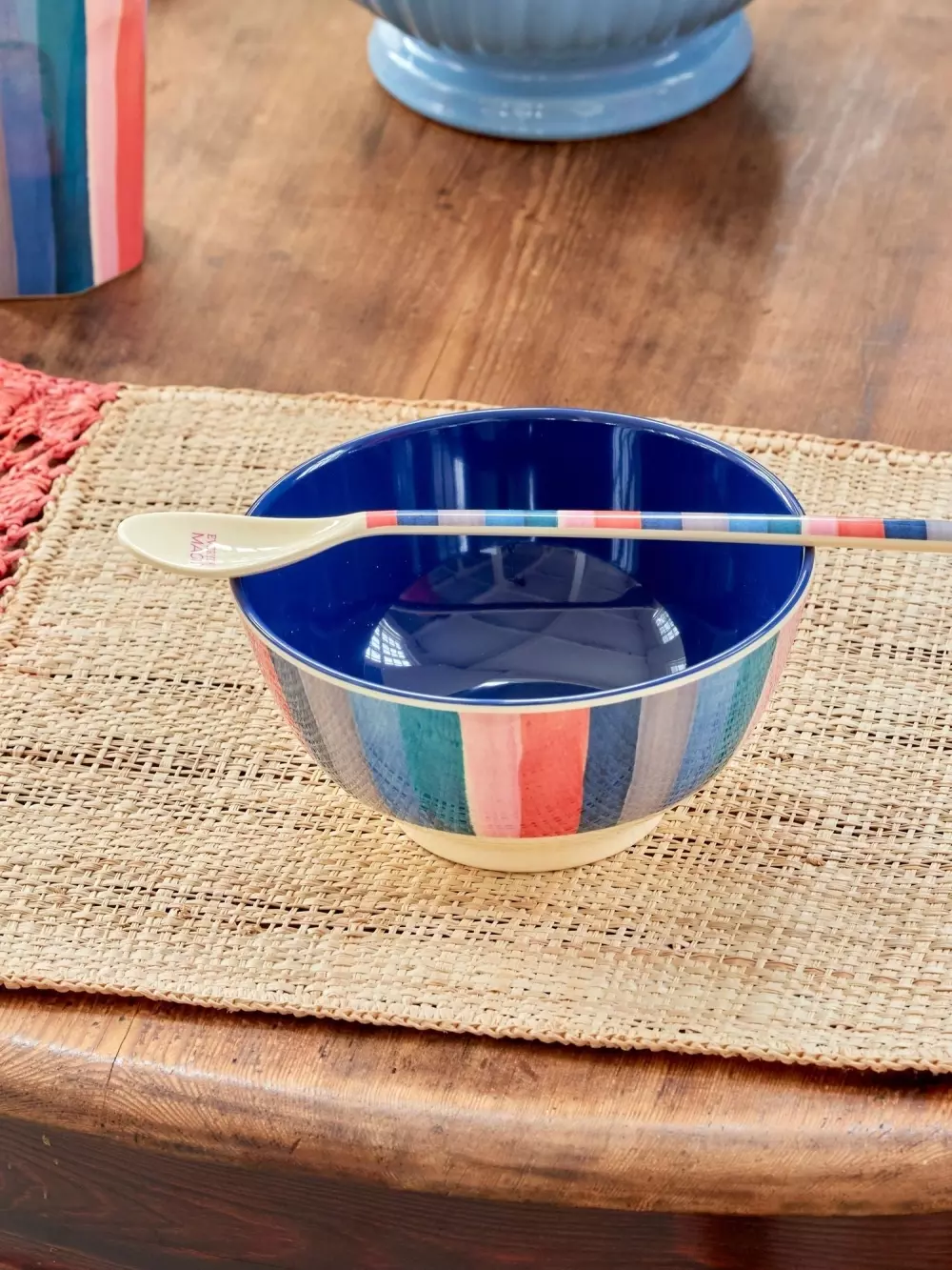 Melaminbolle N.Y Stripes 700ml, 5708315256376, MELBW-NY, Kjøkken, Melamin- & Treservise, Rice, Melamine Bowl with N.Y. Stripes Print - Medium - 700 ml