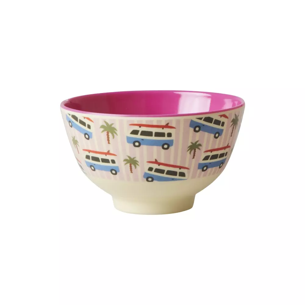 Melaminbolle Biler D11, 5708315247060, MELBW-SCARI, Kjøkken, Melamin- & Treservise, Rice, Melamine Bowl with Pink Cars Print - Two Tone - Small