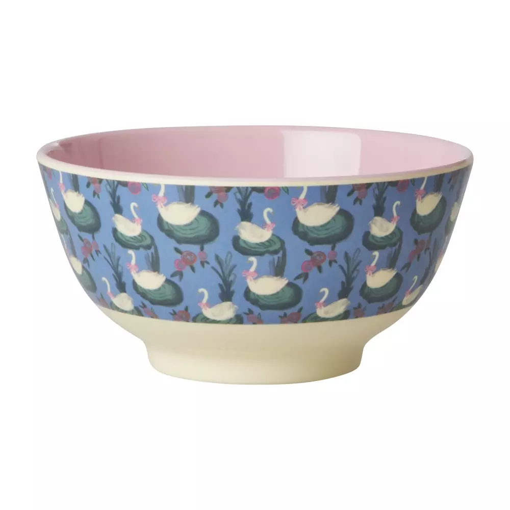 Melaminbolle Swan Lake 700ml, 5708315256383, MELBW-SWLA, Kjøkken, Melamin- & Treservise, Rice, Melamine Bowl with Swan Lake Print - Medium - 700 ml