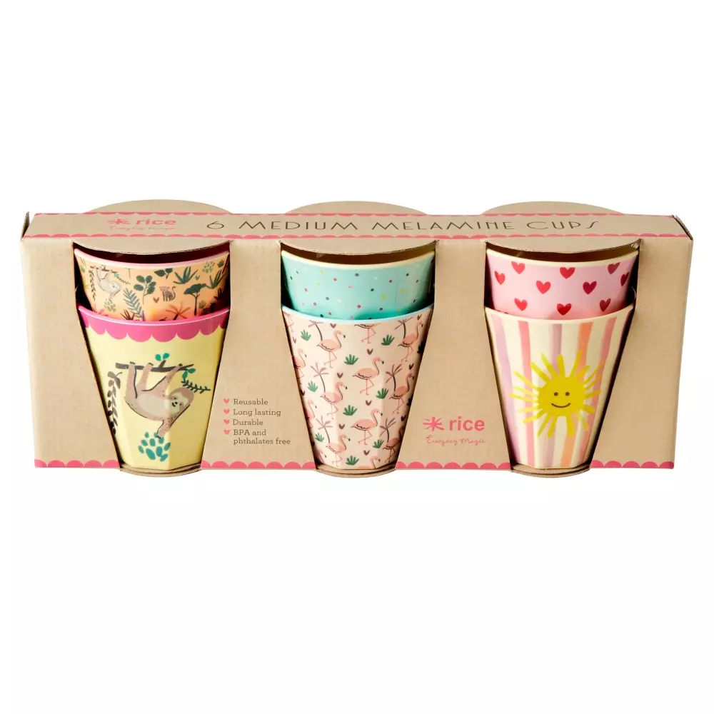 Melaminkopper Funky s/6, 5708315217117, MELCU-6ZFUNI, Kjøkken, Melamin- & Treservise, Rice, Melamine Kids Cup in Asst. Funky Prints - Medium - 6 Pack - 250 ml