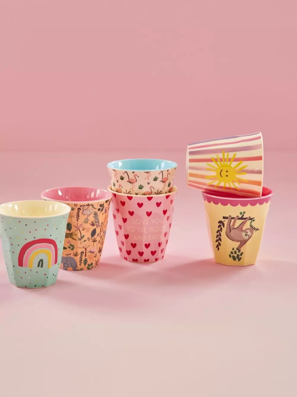 Melaminkopper Funky s/6, 5708315217117, MELCU-6ZFUNI, Kjøkken, Melamin- & Treservise, Rice, Melamine Kids Cup in Asst. Funky Prints - Medium - 6 Pack - 250 ml