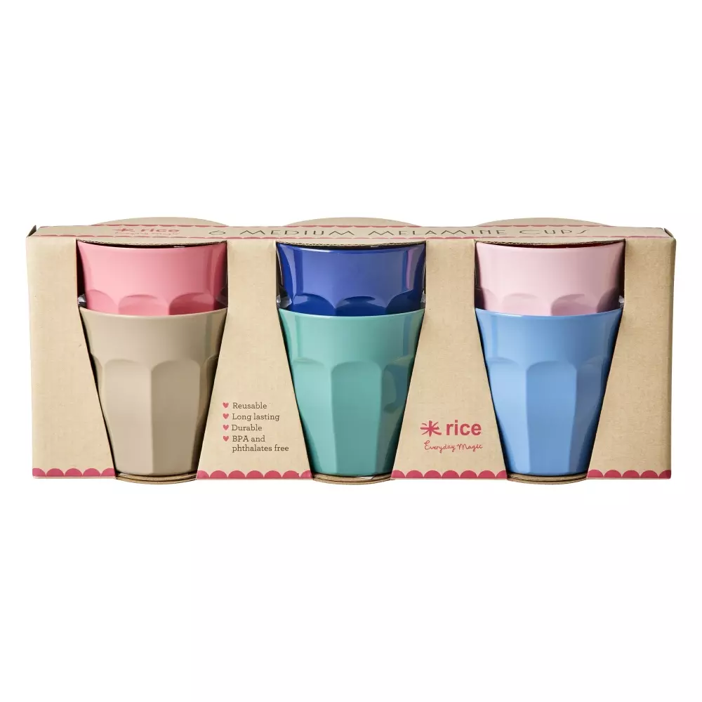 Melaminkopper A New York Minute, 5708315257007, MELCU-6ZPH4, Kjøkken, Melamin- & Treservise, Rice, Melamine Cups in Asst. 'A New York Minute' Colors - Medium - 6 Pack - 250 ml