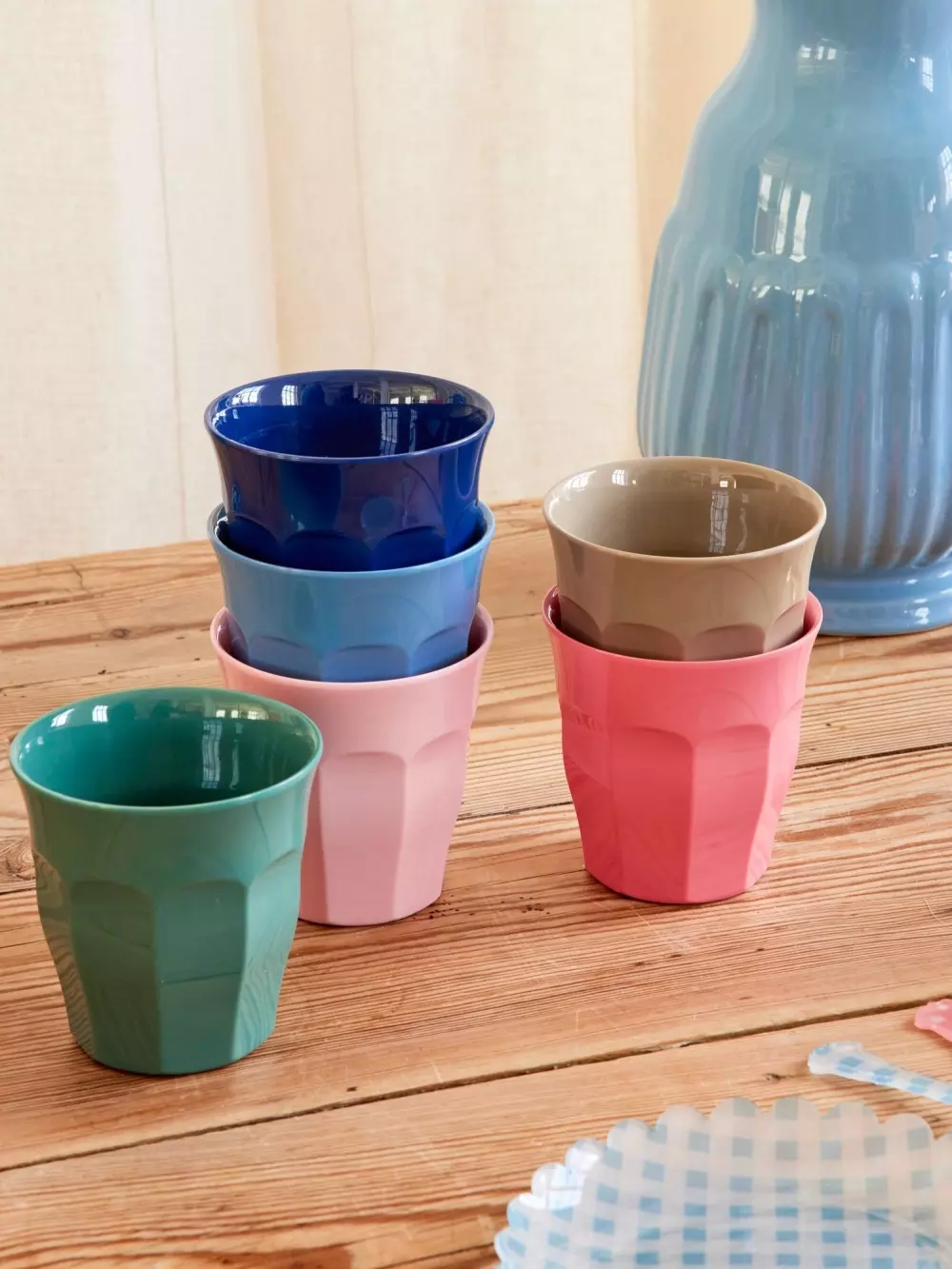 Melaminkopper A New York Minute, 5708315257007, MELCU-6ZPH4, Kjøkken, Melamin- & Treservise, Rice, Melamine Cups in Asst. 'A New York Minute' Colors - Medium - 6 Pack - 250 ml