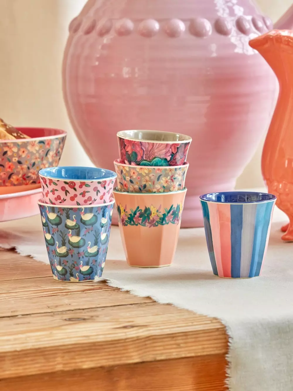 Melaminkopper A New York Minute Print Små, 5708315260588, MELCU-6ZSPH4P, Kjøkken, Melamin- & Treservise, Rice, Melamine Cups with A New York Minute Prints - Small - 6 Pack - 160 ml