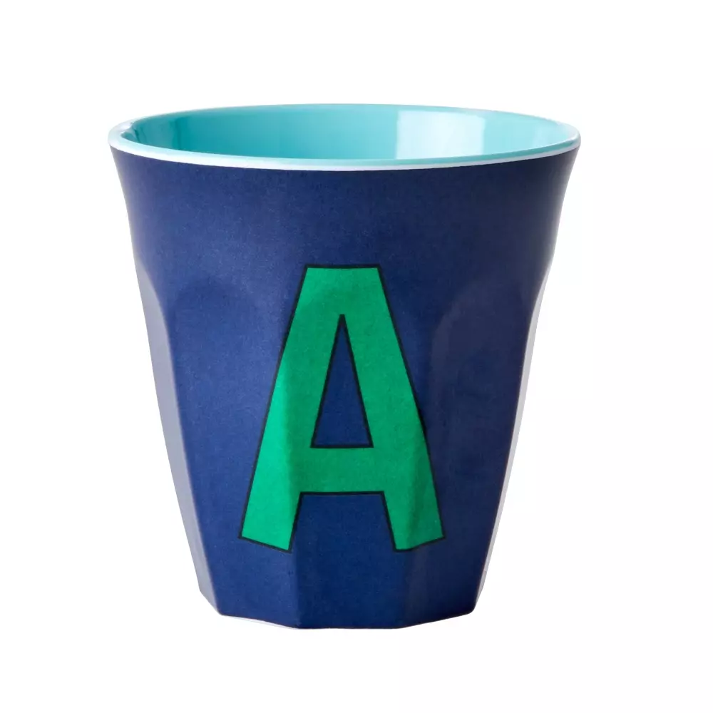 Melamin Bokstavkopp A H9 Blå, 5708315211580, MELCU-ALPAB, Kjøkken, Melamin- & Treservise, Rice, Melamine Cup with the Letter A - Dark Blue - Two Tone - Medium