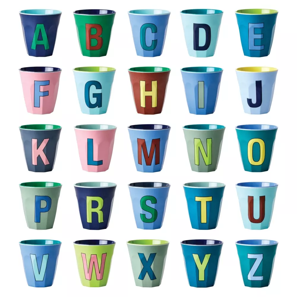 Melamin Bokstavkopp B H9 Grønn, 5708315211696, MELCU-ALPBB, Kjøkken, Melamin- & Treservise, Rice, Melamine Cup with the Letter B - Forest Green - Two Tone - Medium