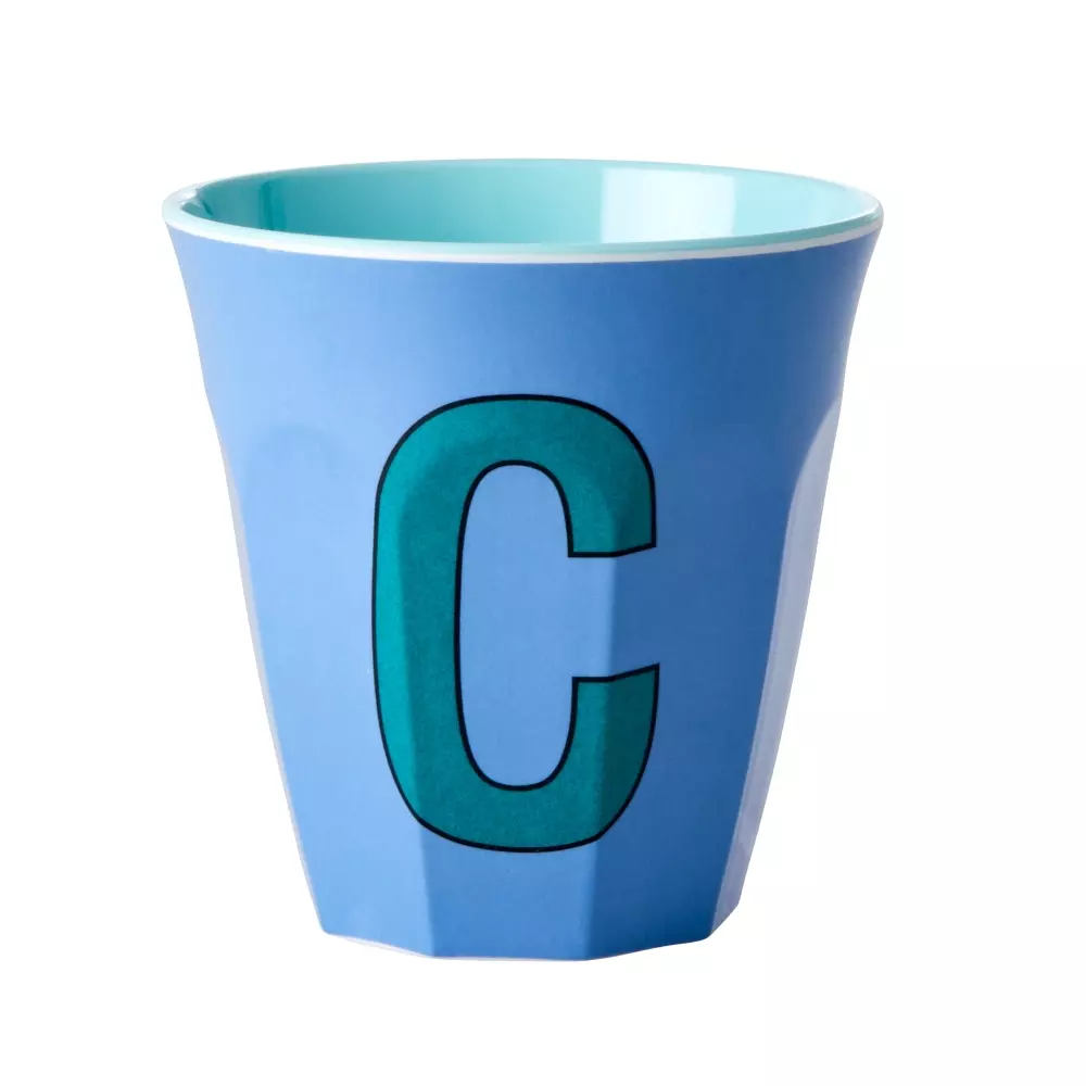 Melamin Bokstavkopp C H9 Blå, 5708315211719, MELCU-ALPCB, Kjøkken, Melamin- & Treservise, Rice, Melamine Cup with the Letter C - New Dusty Blue - Two Tone - Medium