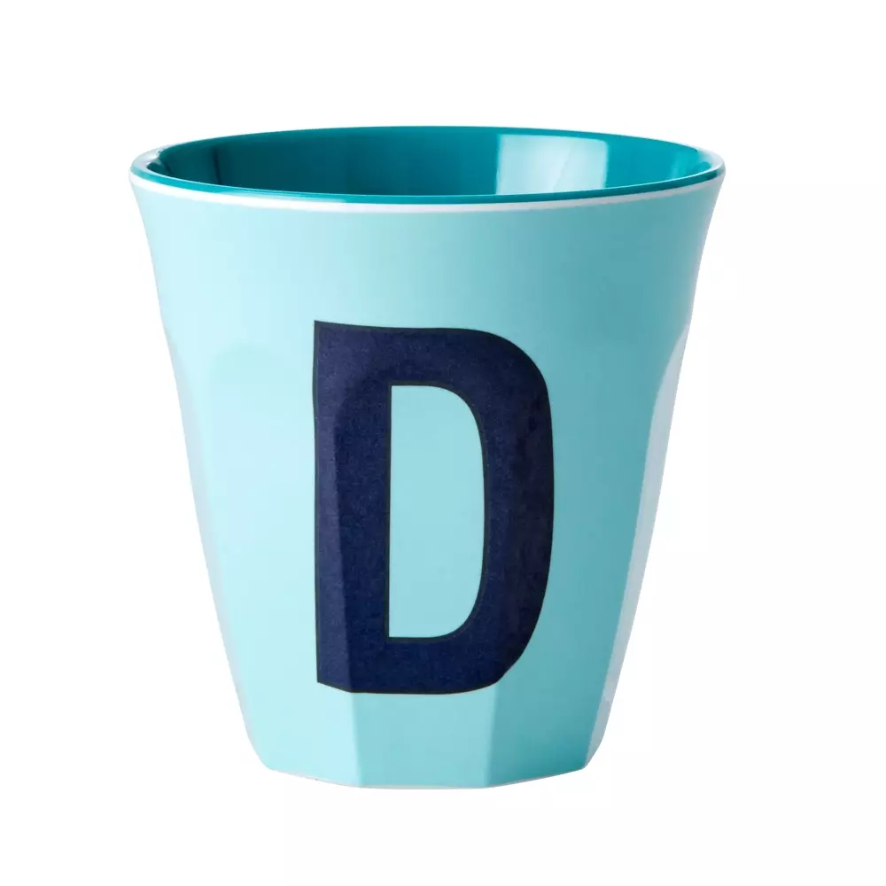 Melamin Bokstavkopp D H9 Turkis, 5708315211733, MELCU-ALPDB, Kjøkken, Melamin- & Treservise, Rice, Melamine Cup with the Letter D - Mint - Two Tone - Medium