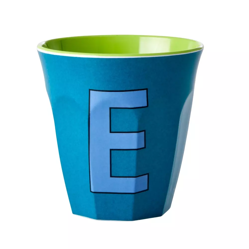 Melamin Bokstavkopp E H9 Blå, 5708315211689, MELCU-ALPEB, Kjøkken, Melamin- & Treservise, Rice, Melamine Cup with the Letter E - Emerald Green - Two Tone - Medium