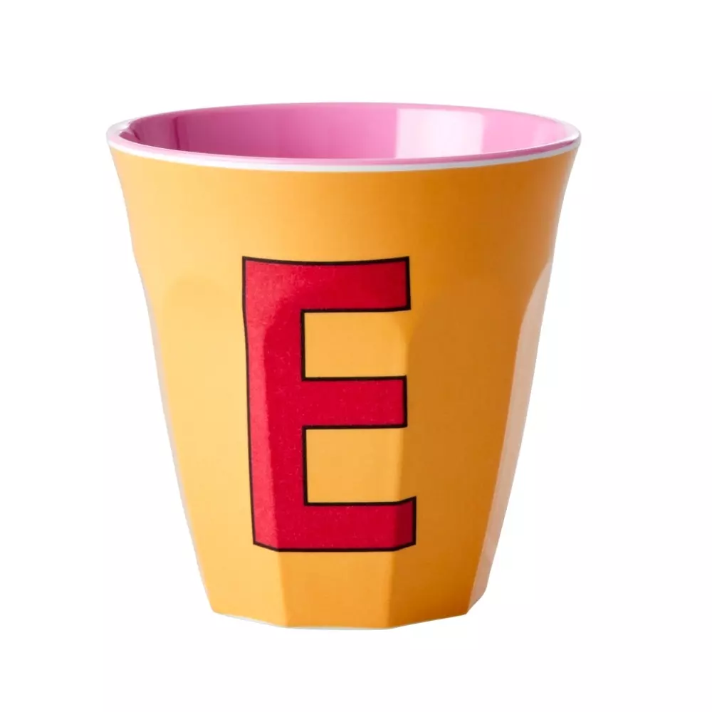 Melamin Bokstavkopp E H9 Oransj, 5708315211740, MELCU-ALPEI, Kjøkken, Melamin- & Treservise, Rice, Melamine Cup with the Letter E - Apricot - Two Tone - Medium