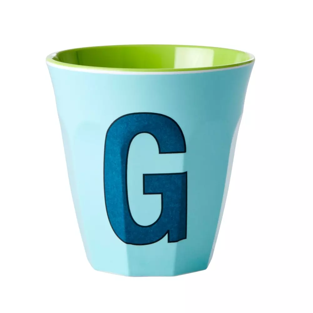 Melamin Bokstavkopp G H9 Turkis, 5708315211610, MELCU-ALPGB, Kjøkken, Melamin- & Treservise, Rice, Melamine Cup with the Letter G - Mint - Two Tone - Medium