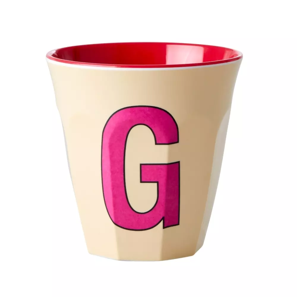 Melamin Bokstavkopp G H9 Rosa, 5708315211603, MELCU-ALPGI, Kjøkken, Melamin- & Treservise, Rice, Melamine Cup with the Letter G - Pastel Yellow - Two Tone - Medium