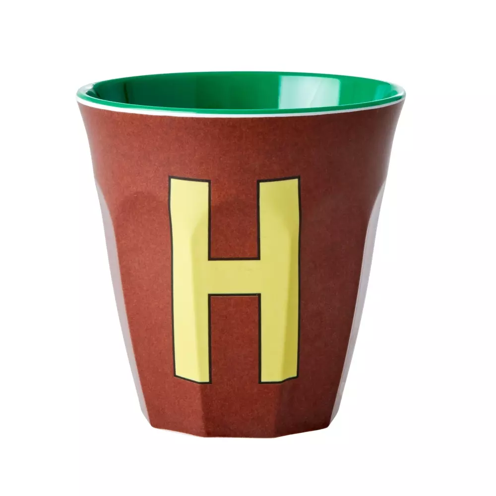 Melamin Bokstavkopp H H9 Brun, 5708315211634, MELCU-ALPHB, Kjøkken, Melamin- & Treservise, Rice, Melamine Cup with the Letter H - Brown - Two Tone - Medium