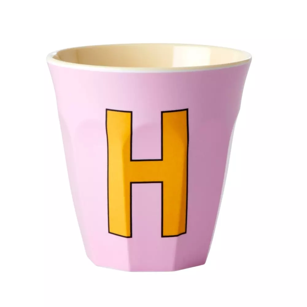 Melamin Bokstavkopp H H9 Rosa, 5708315211627, MELCU-ALPHI, Kjøkken, Melamin- & Treservise, Rice, Melamine Cup with the Letter H - Pink - Two Tone - Medium