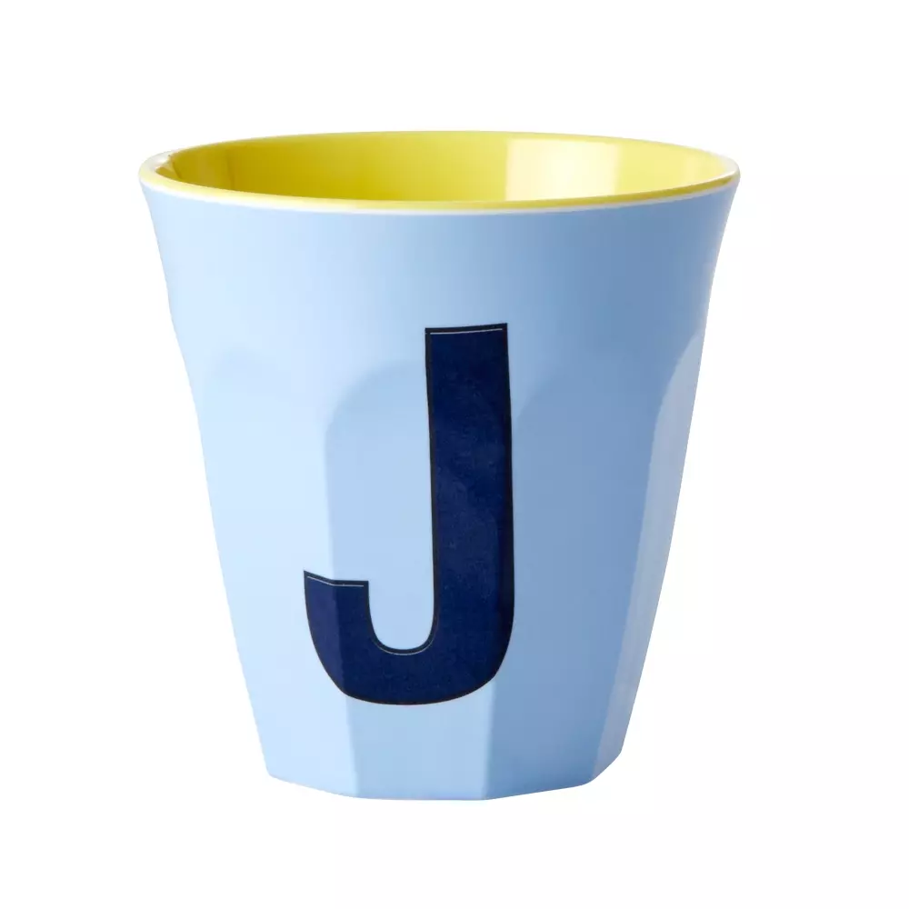 Melamin Bokstavkopp J H9 Blå, 5708315211917, MELCU-ALPJB, Kjøkken, Melamin- & Treservise, Rice, Melamine Cup with the Letter J - Soft Blue - Two Tone - Medium