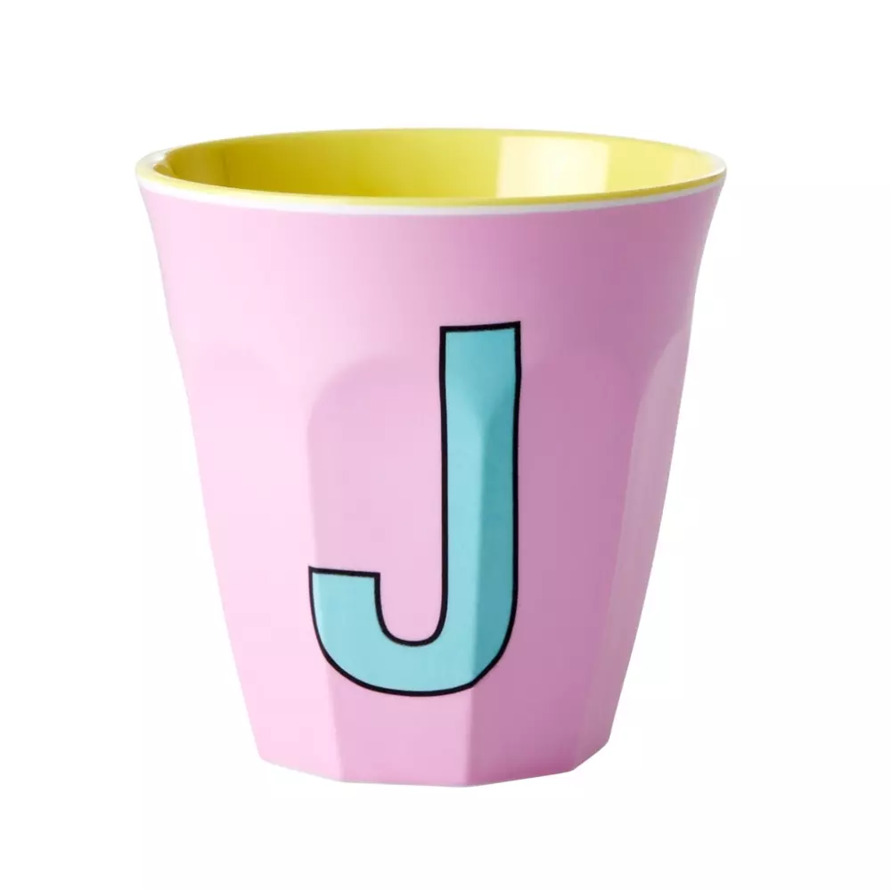 Melamin Bokstavkopp J H9 Rosa, 5708315211900, MELCU-ALPJI, Kjøkken, Melamin- & Treservise, Rice, Melamine Cup with the Letter J - Pink - Two Tone - Medium