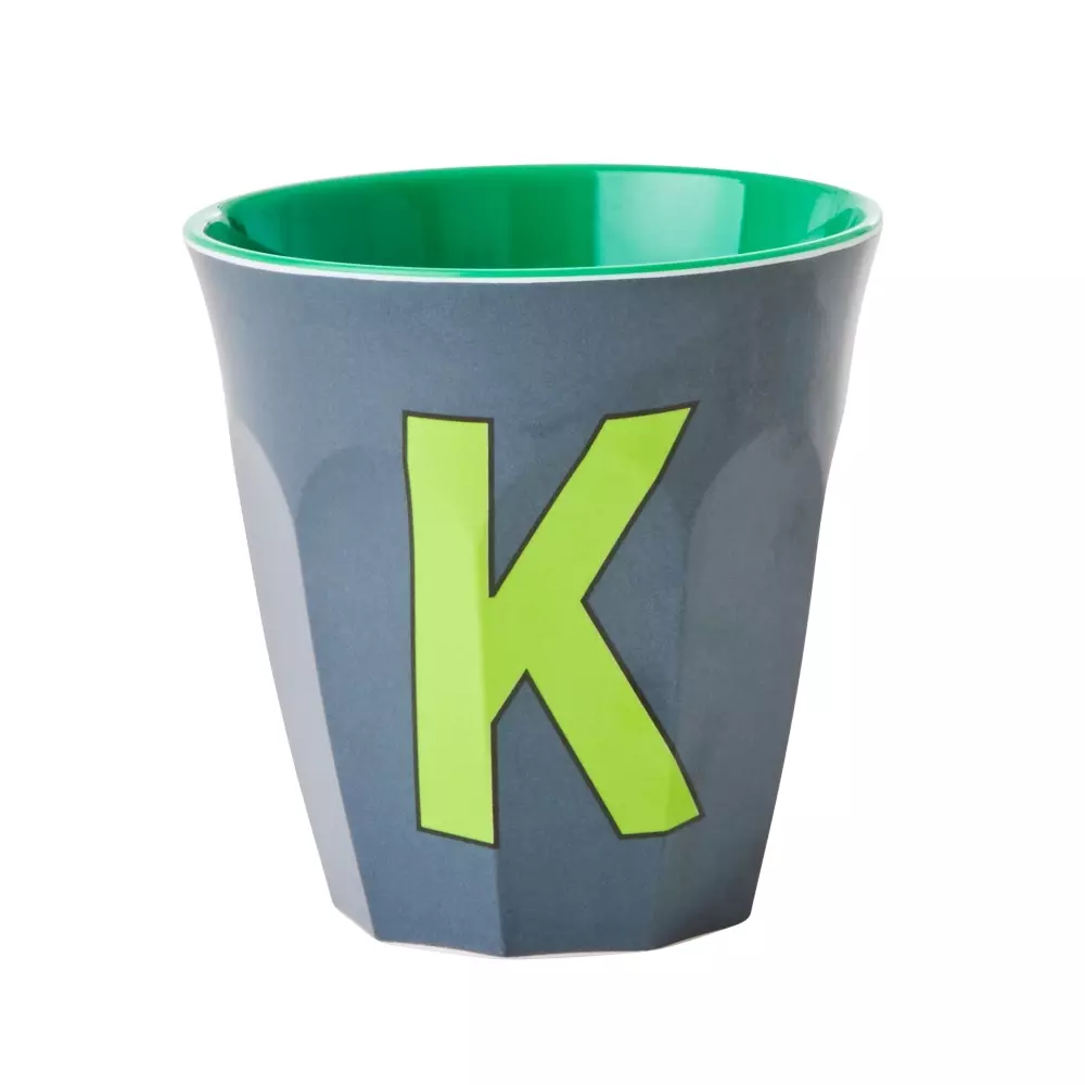 Melamin Bokstavkopp K H9 Grønn, 5708315220087, MELCU-ALPKB2, Kjøkken, Melamin- & Treservise, Rice, Melamine Cup with the Letter K - Dark Grey - Two Tone - Medium