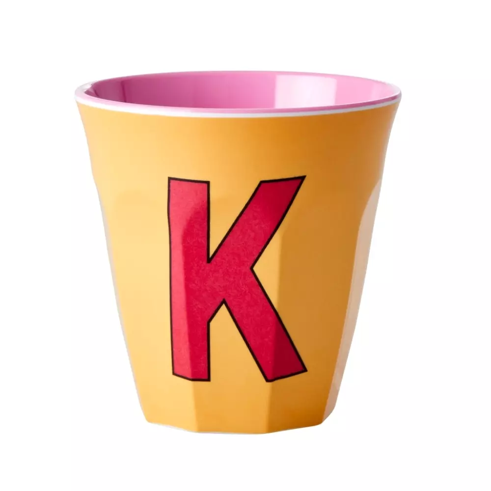 Melamin Bokstavkopp K H9 Oransj, 5708315211924, MELCU-ALPKI, Kjøkken, Melamin- & Treservise, Rice, Melamine Cup with the Letter K - Apricot - Two Tone - Medium