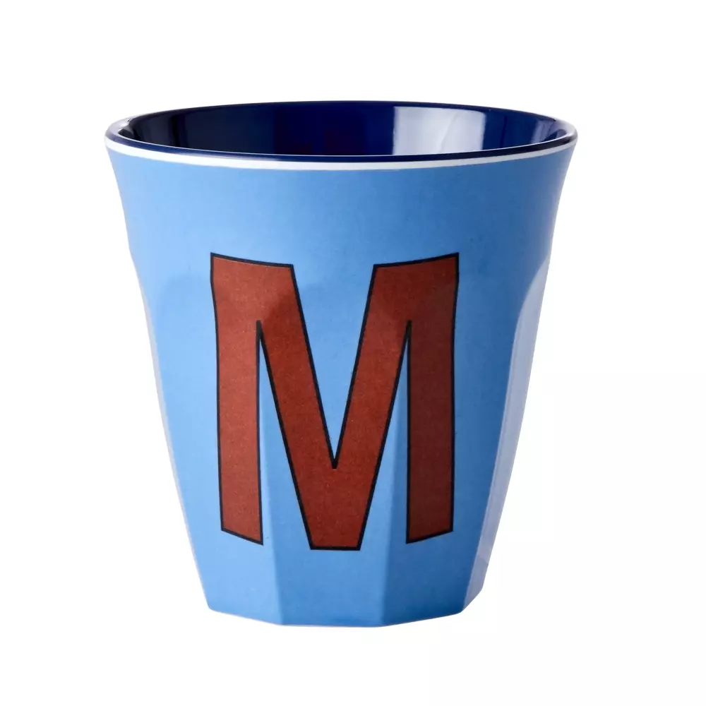 Melamin Bokstavkopp M H9 Blå, 5708315211979, MELCU-ALPMB, Kjøkken, Melamin- & Treservise, Rice, Melamine Cup with the Letter M - New Dusty Blue - Two Tone - Medium