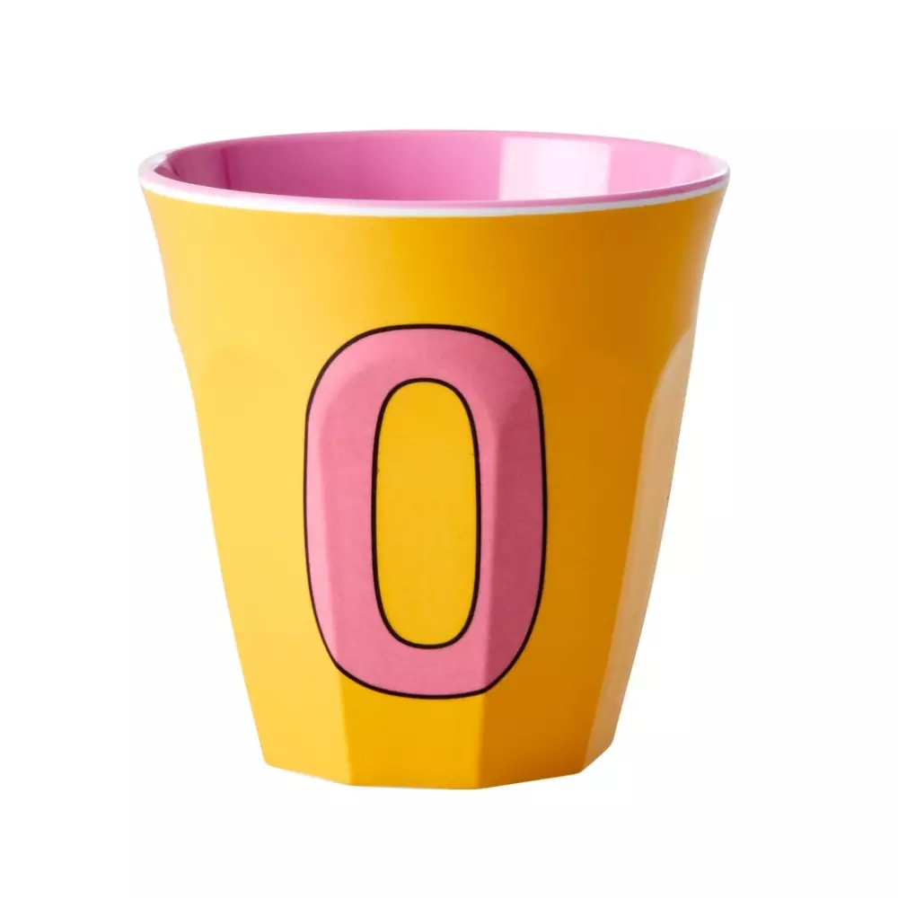 Melamin Bokstavkopp O H9 Oransj, 5708315212006, MELCU-ALPOI, Kjøkken, Melamin- & Treservise, Rice, Melamine Cup with the Letter O - Yellow - Two Tone - Medium
