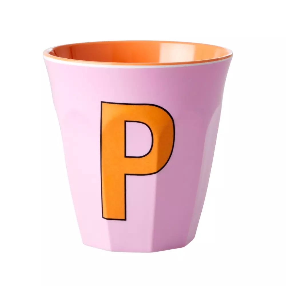 Melamin Bokstavkopp P H9 Rosa, 5708315212020, MELCU-ALPPI, Kjøkken, Melamin- & Treservise, Rice, Melamine Cup with the Letter P - Pink - Two Tone - Medium