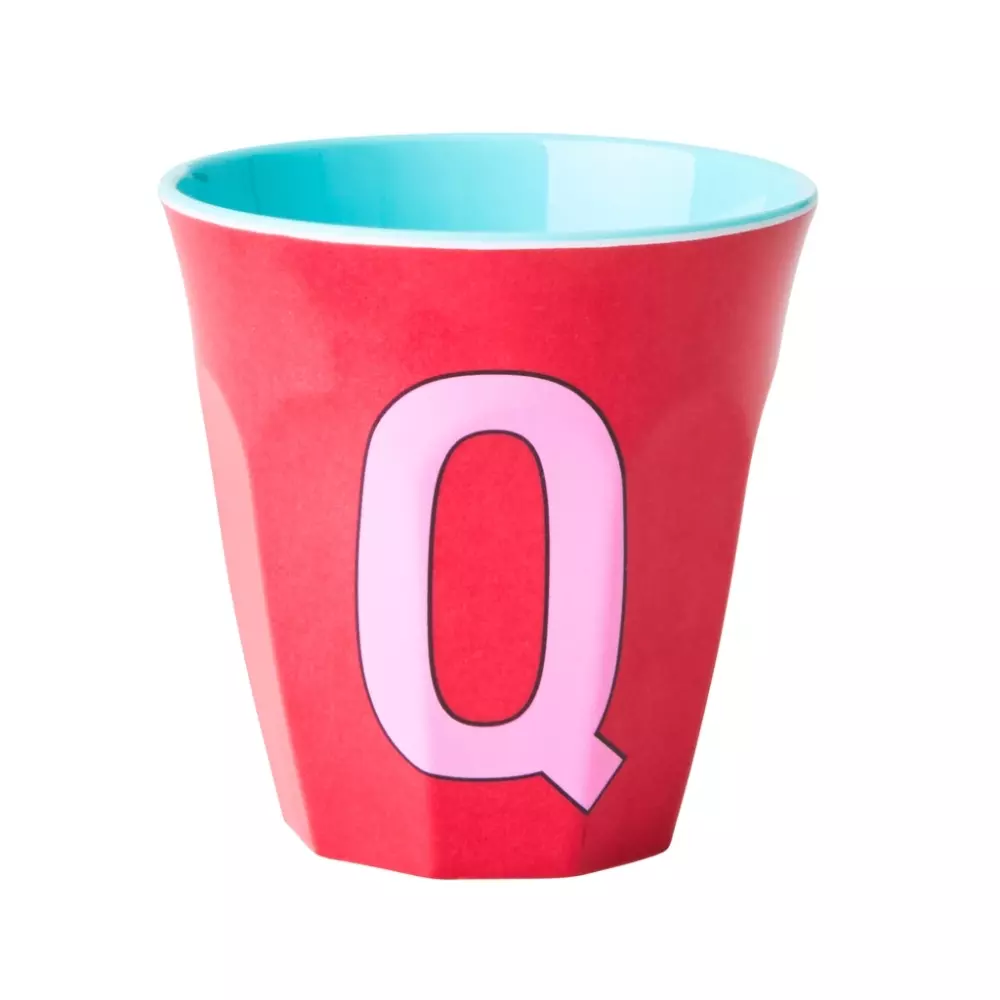 Melamin Bokstavkopp Q H9 Rosa, 5708315223811, MELCU-ALPQI, Kjøkken, Melamin- & Treservise, Rice, Melamine Cup with the Letter Q - Pink - Two Tone - Medium