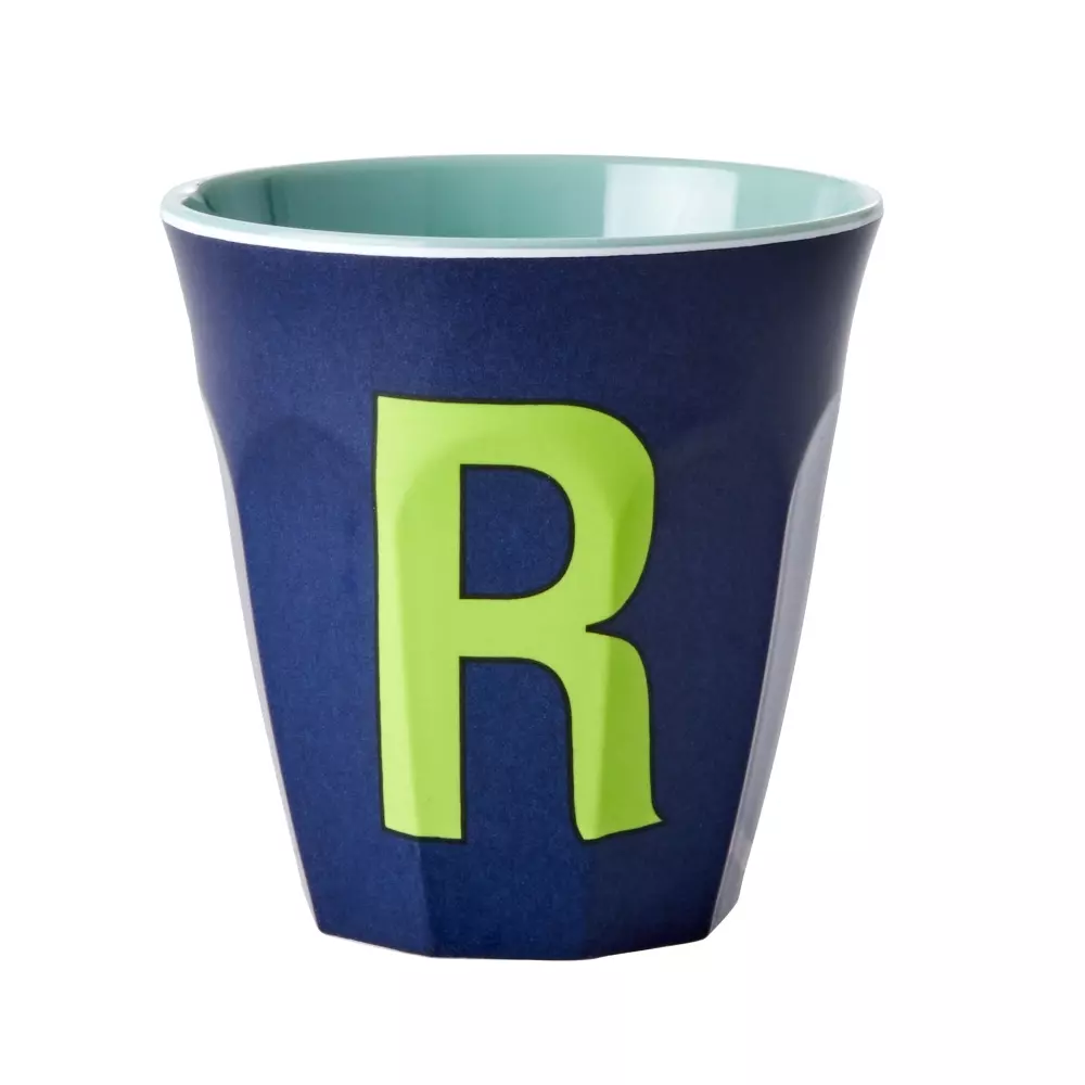 Melamin Bokstavkopp R H9 Blå, 5708315211757, MELCU-ALPRB, Kjøkken, Melamin- & Treservise, Rice, Melamine Cup with the Letter R - Dark Blue - Two Tone - Medium