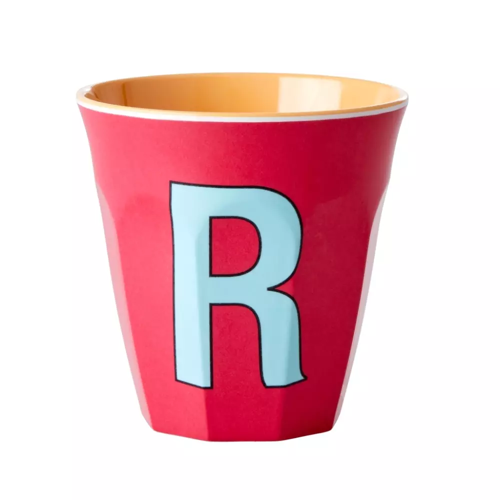 Melamin Bokstavkopp R H9 Rød, 5708315211887, MELCU-ALPRI, Kjøkken, Melamin- & Treservise, Rice, Melamine Cup with the Letter R - Red Kiss - Two Tone - Medium