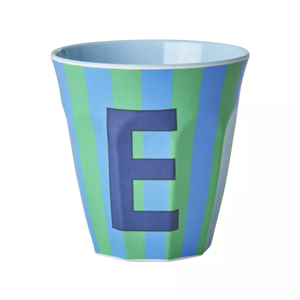 Melamin Bokstavkopp E H9 Striper, 5708315253962, MELCU-ALPSTREB, Kjøkken, Melamin- & Treservise, Rice, Melamine Cup with the Letter E - Stripes - Medium - 250 ml