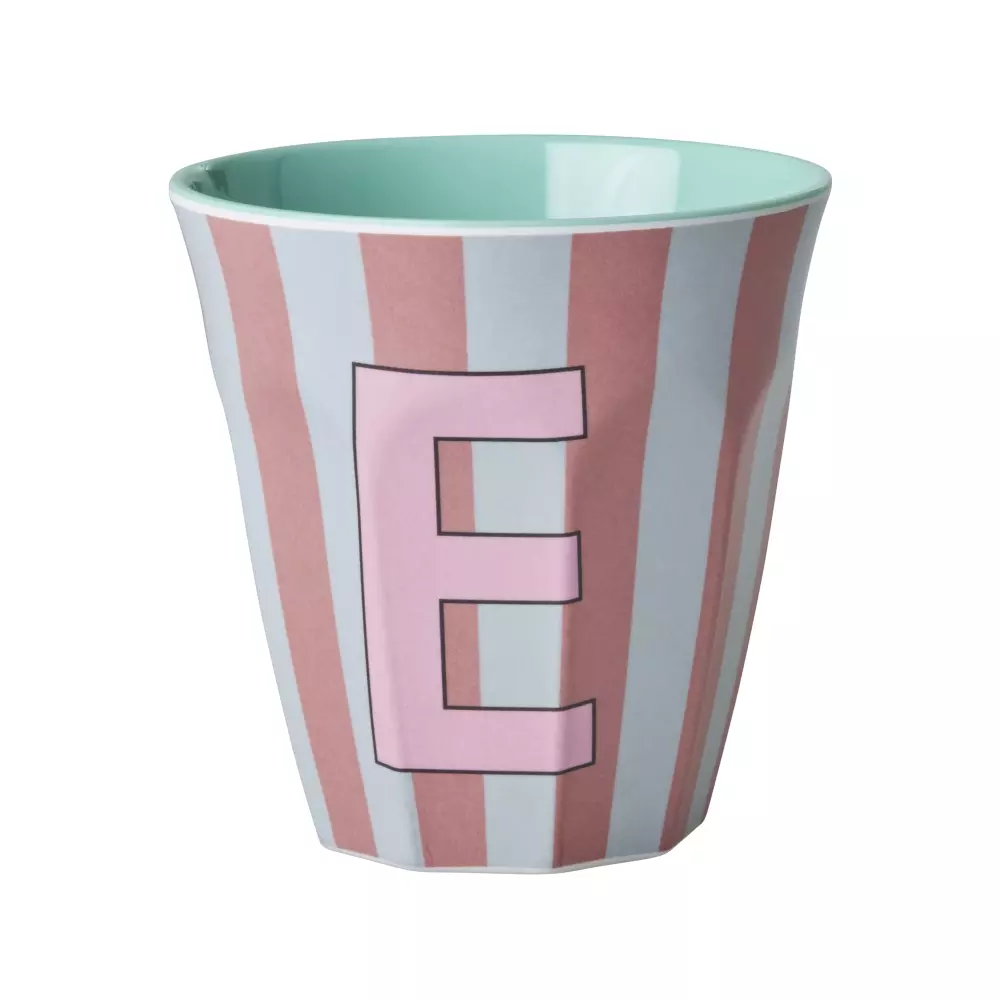 Melamin Bokstavkopp E H9, 5708315254211, MELCU-ALPSTREI, Kjøkken, Melamin- & Treservise, Rice, Melamine Cup with the Letter E - Stripes - Medium - 250 ml