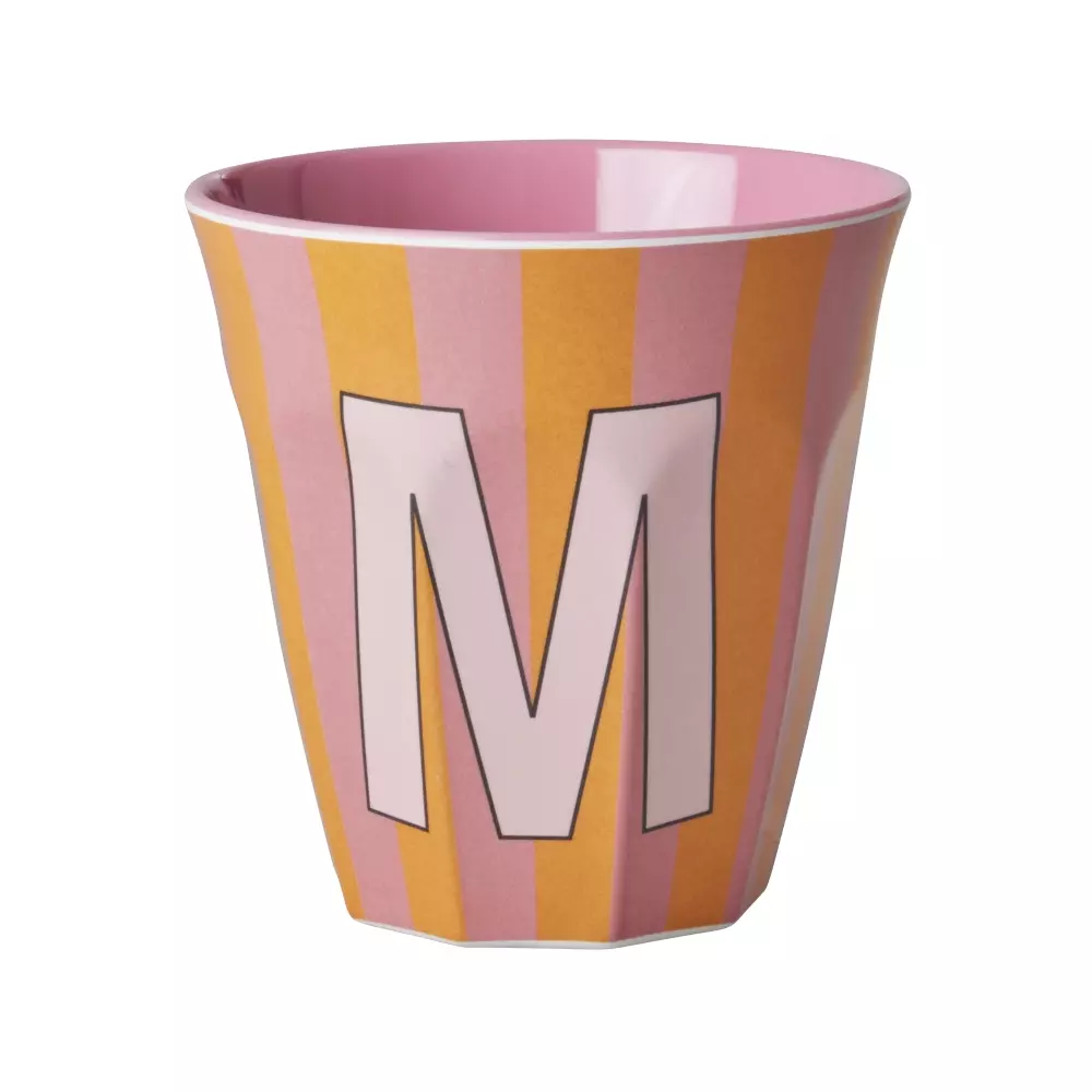 Melamin Bokstavkopp M H9, 5708315254297, MELCU-ALPSTRMI, Kjøkken, Melamin- & Treservise, Rice, Melamine Cup with the Letter M - Stripes - Medium - 250 ml