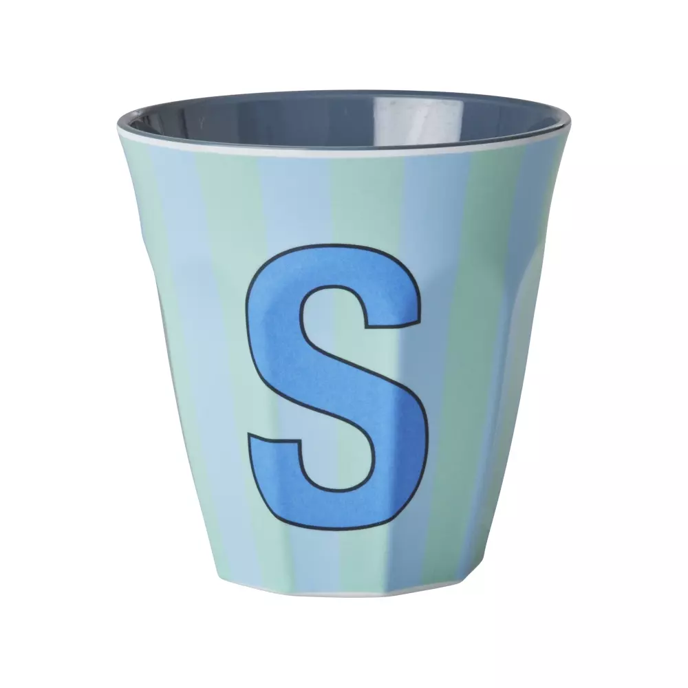 Melamin Bokstavkopp S H9 Striper, 5708315254099, MELCU-ALPSTRSB, Kjøkken, Melamin- & Treservise, Rice, Melamine Cup with the Letter S - Stripes - Medium - 250 ml