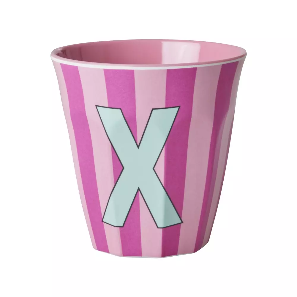 Melamin Bokstavkopp X H9, 5708315254396, MELCU-ALPSTRXI, Kjøkken, Melamin- & Treservise, Rice, Melamine Cup with the Letter X - Stripes - Medium - 250 ml