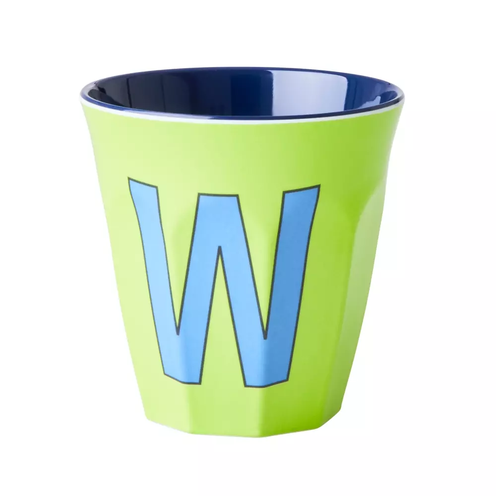 Melamin Bokstavkopp W H9 Grønn, 5708315220100, MELCU-ALPWB2, Kjøkken, Melamin- & Treservise, Rice, Melamine Cup with the Letter W - Lime Green - Two Tone - Medium