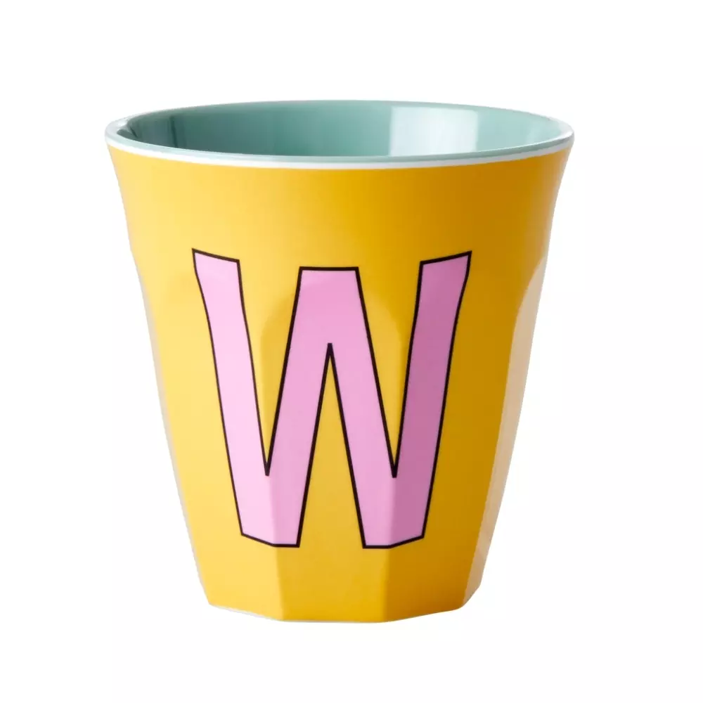 Melamin Bokstavkopp W H9 Oransj, 5708315211849, MELCU-ALPWI, Kjøkken, Melamin- & Treservise, Rice, Melamine Cup with the Letter W - Yellow - Two Tone - Medium