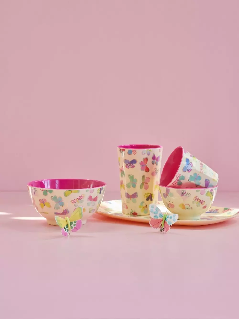 Melaminkopp Butterfly H9, 5708315240764, MELCU-BUTF, Kjøkken, Melamin- & Treservise, Rice, Melamine Cup with Butterfly Print- Medium - 250 ml