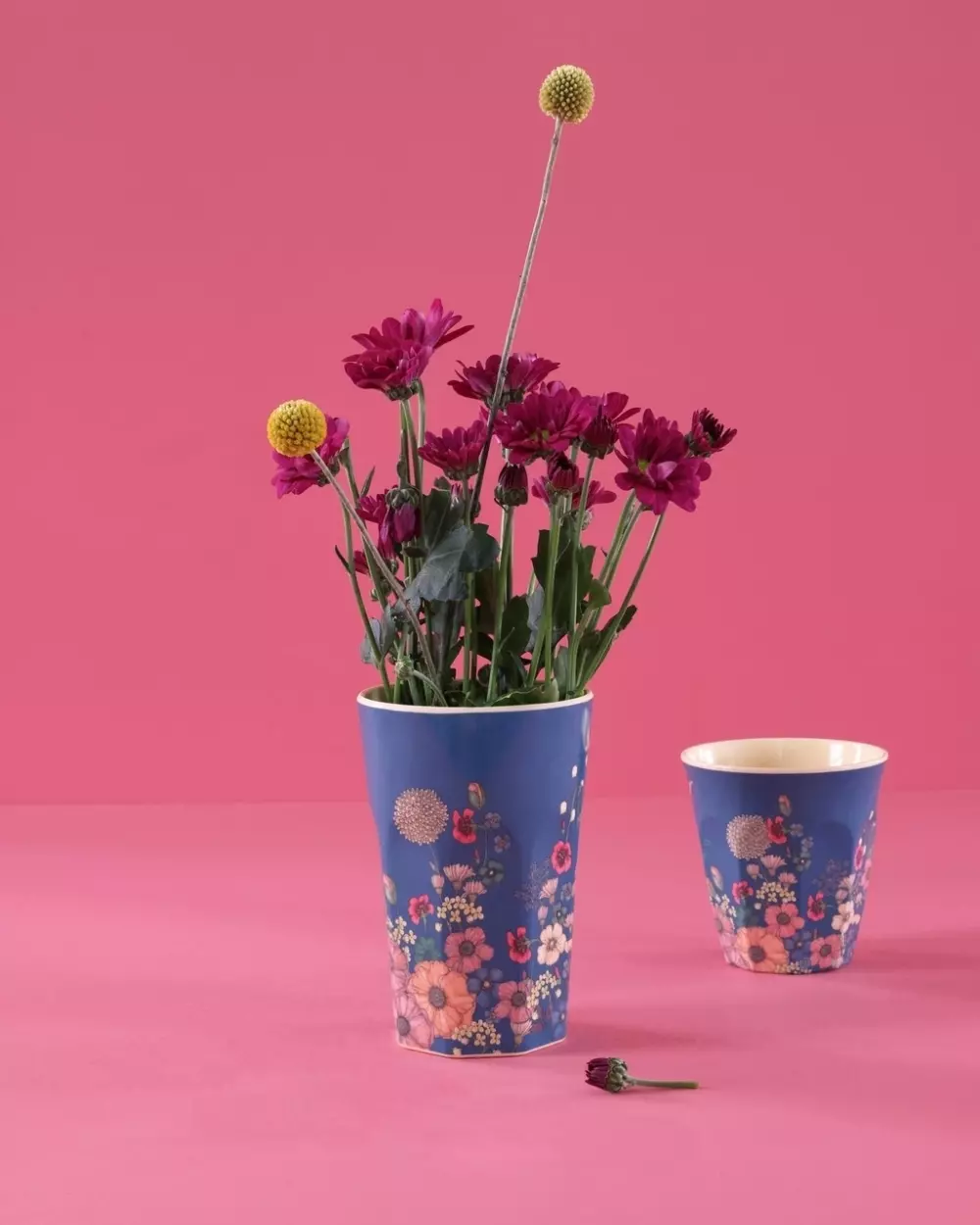 Melaminkopp Blå Blomster H9, 5708315184303, MELCU-FLCO, Kjøkken, Melamin- & Treservise, Rice, Medium Melamine Cup - Blue - Flower Collage Print