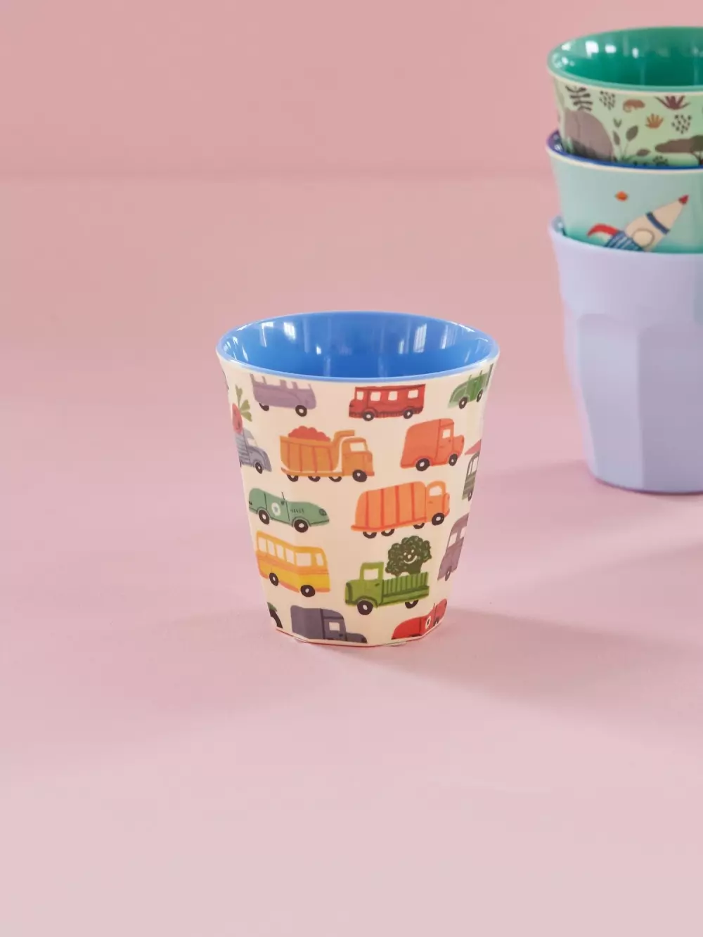 Melaminkopp Happy Cars H9, 5708315215526, MELCU-HAC, Kjøkken, Melamin- & Treservise, Rice, Melamine Cup with Happy Cars Print - Medium - 250 ml