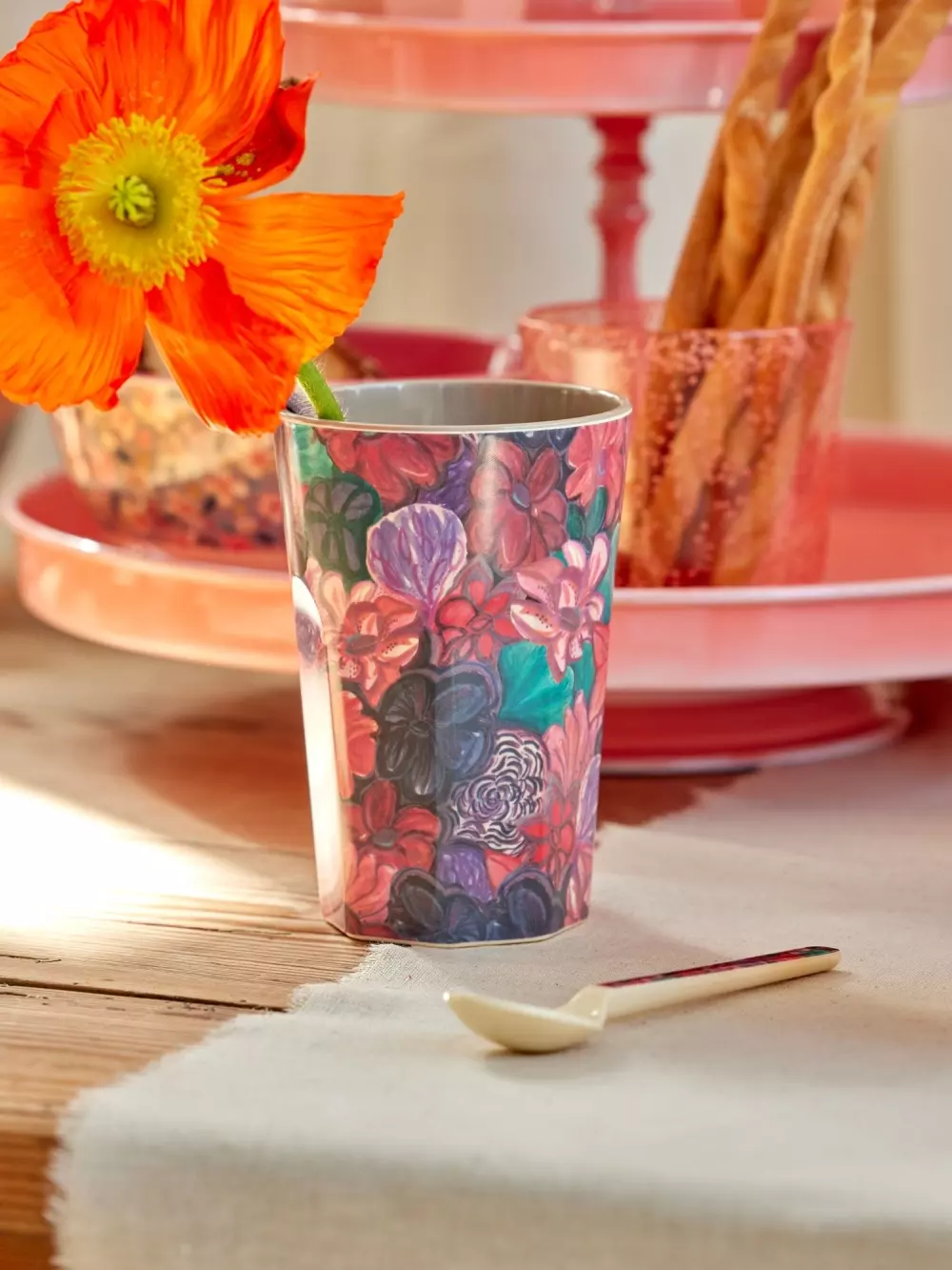 Melaminkopp Forest Flower H13, 5708315256345, MELCU-LFOFL, Kjøkken, Melamin- & Treservise, Rice, Melamine Cup with Forest Flower Print - Tall - 400 ml