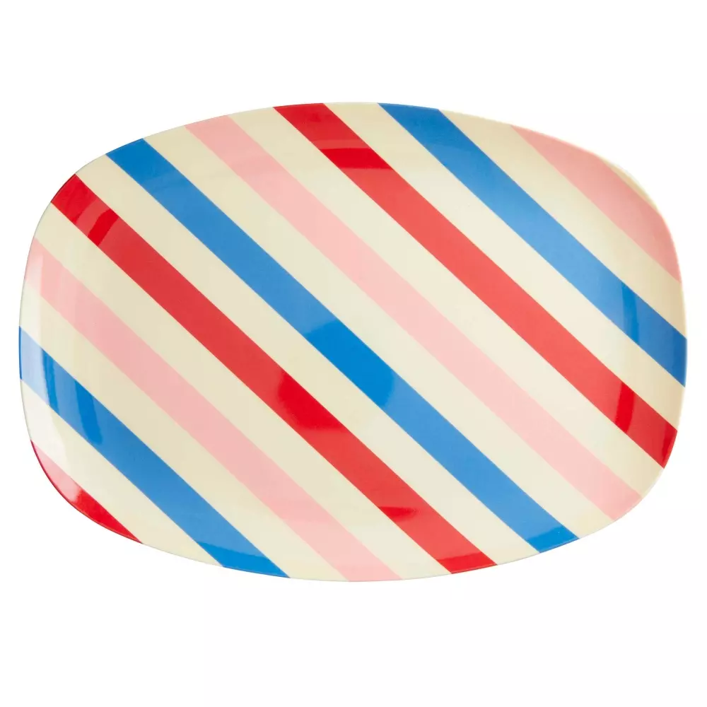 Melamin Asjett Candy Stripes L30, 5708315199864, MELPL-CAS, Kjøkken, Melamin- & Treservise, Rice, Melamine Rectangular Plate with Candy Stripes Print